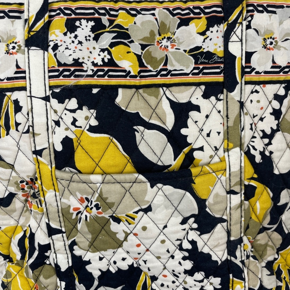 Vera Bradley Sun Valley Quilted Cotton Floral Tote Bag Yellow Black Shoulder